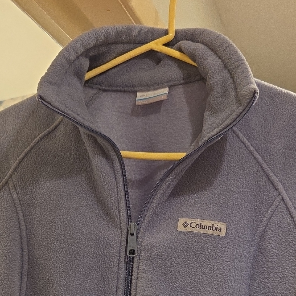 Columbia Blue/Gray Ski Jacket Full Zip Stand-Up Collar
